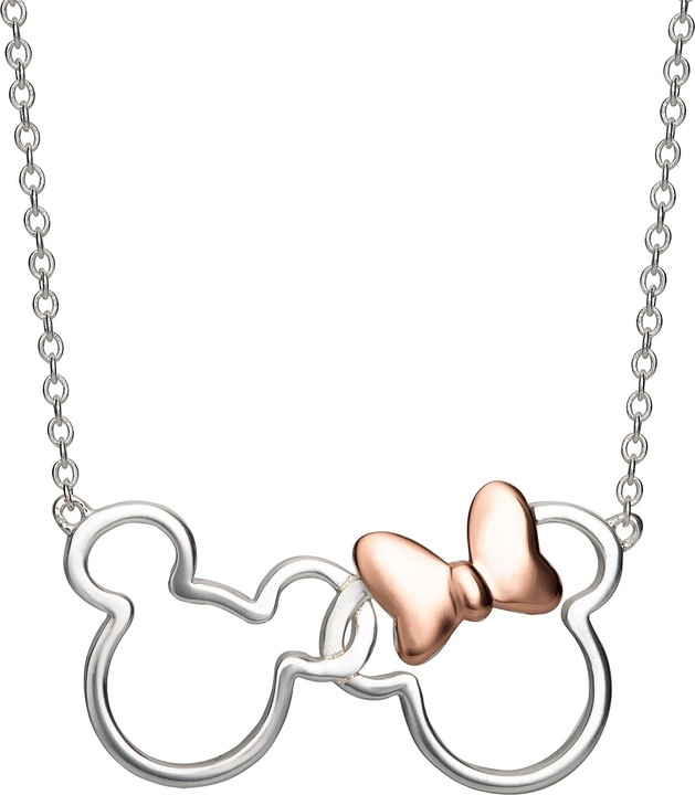 Peers Hardy MICKEY & MINNIE - Collier en Laiton Plaqué Argent & Rose Doré (Sterling Silber)
