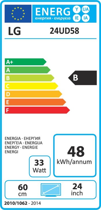 Energie-Label LG 24ud58-B (3840 x 2160 Pixel, 23.62")
