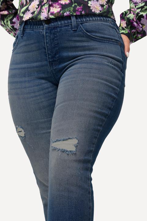 Immagine prodotto Ulla Popken Jeans modello Sammy con gamba aderente ed effetto sdrucito (52)