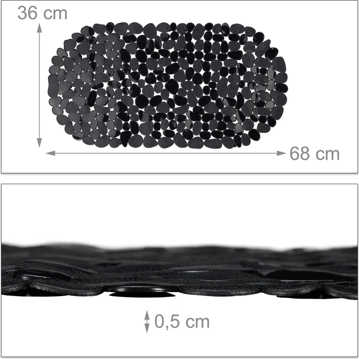 Actual product image Relaxdays Anti-Slip Bath Mat, Stone-look (36 x 68 x 0.5 cm)