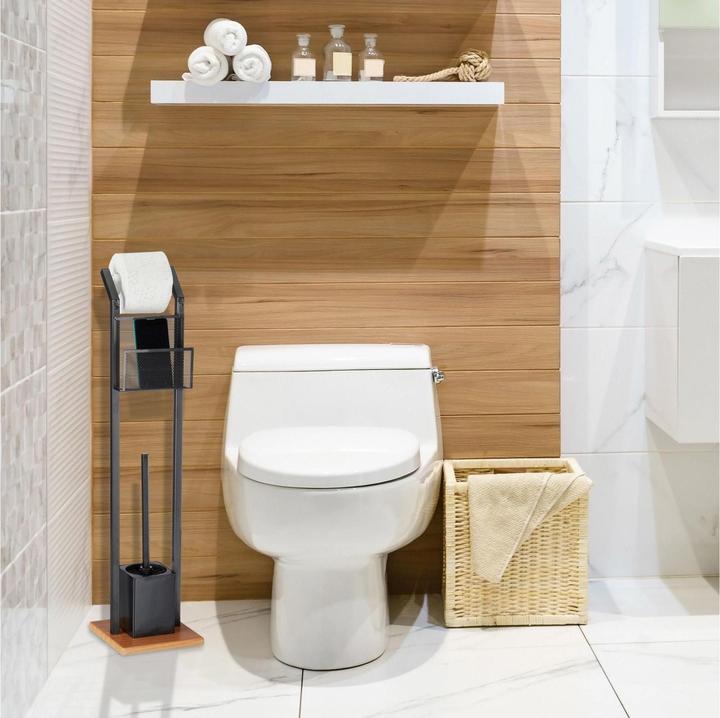 Image du produit Relaxdays Ensemble WC avec étagère, noir