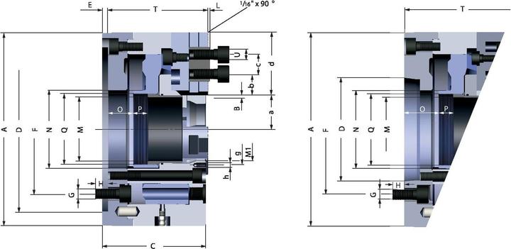 Produktbild Röhm Kraftspannfutter KFD-HS 140, 3-Backen, Spitzverzahnung 90°, Zylindrische Zentrieraufnahme