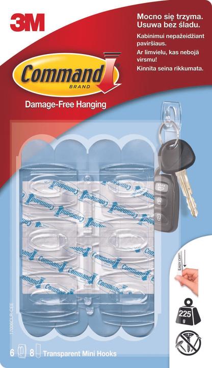 Actual product image 3M Reusable hooks, small, 6 pcs, transparent