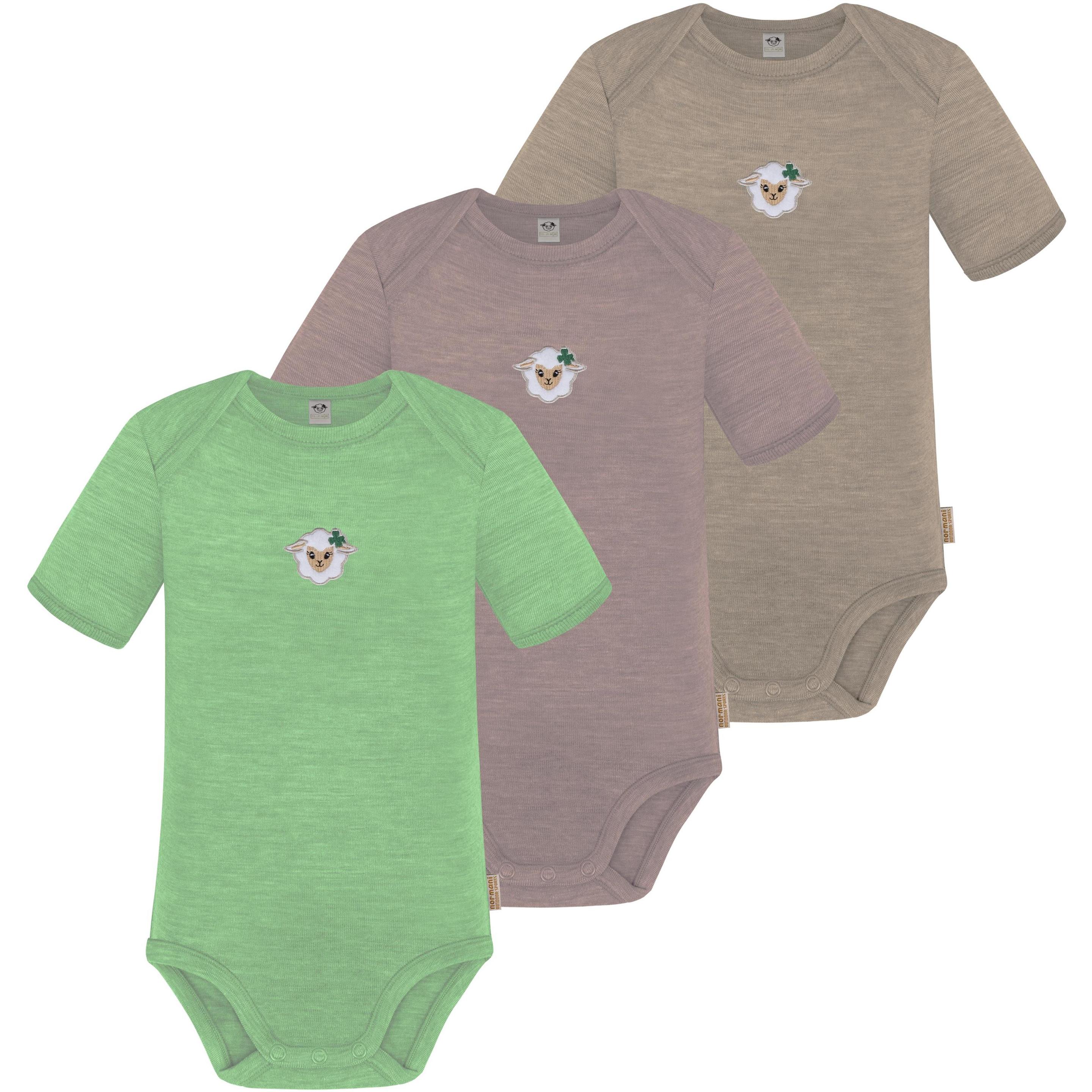 Normani, Herren, Body, 3er Set Baby Merino Body Kurzarm „Tauranga" - 9295, Beige, (80)