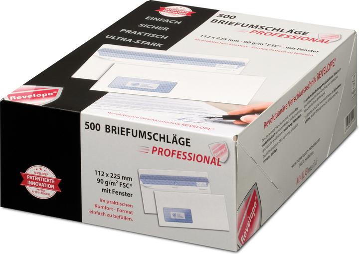 Produktbild Mailmedia PROFESSIONAL 30051798 Briefumschlag REVELOPE, 112 x 225 mm, mit Fenster (500x)