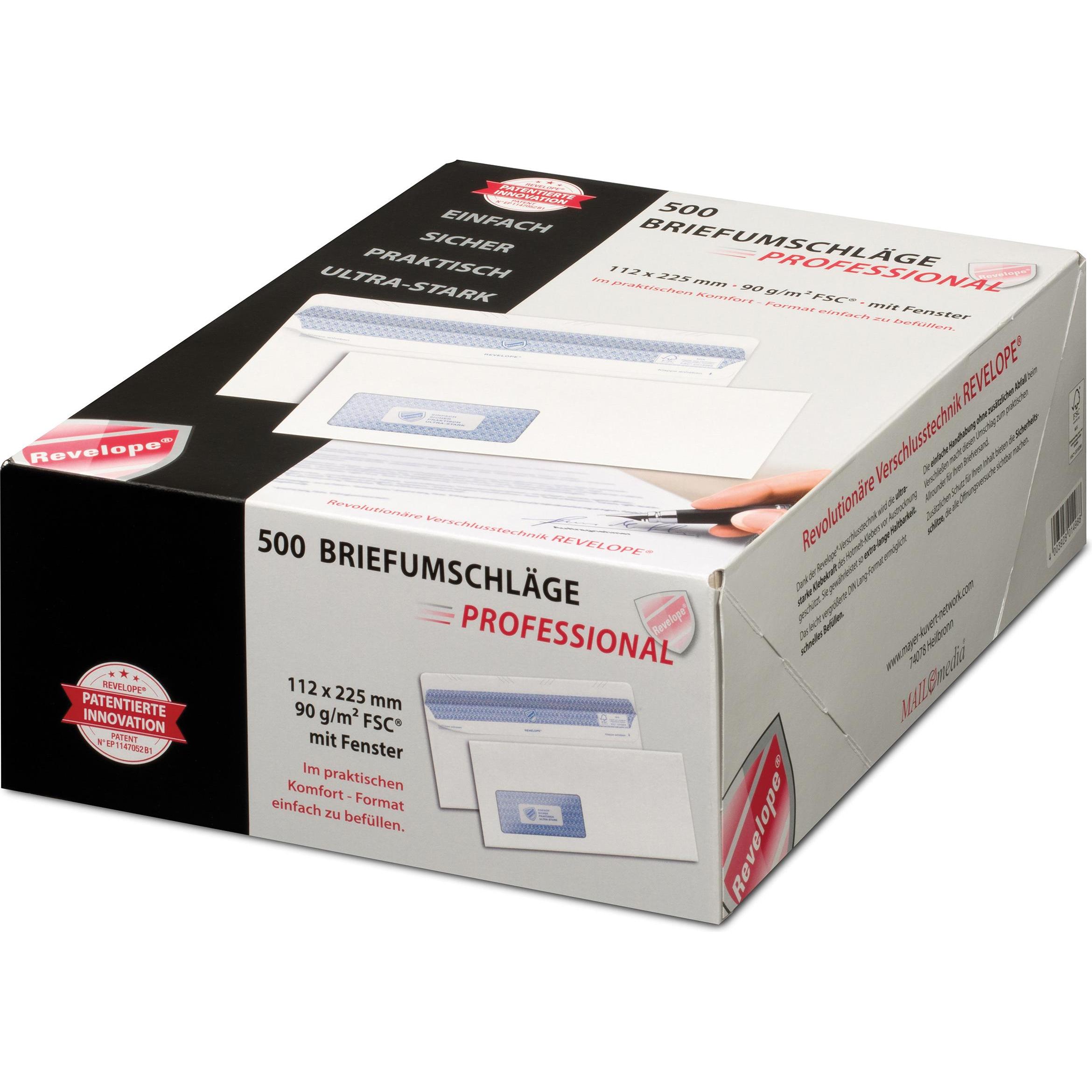 Thumbnail - Magni, Briefumschlag, PROFESSIONAL 30051798 MAILmedia Briefumschlag REVELOPE, 112 x 225 mm, mit Fenster (500 x)