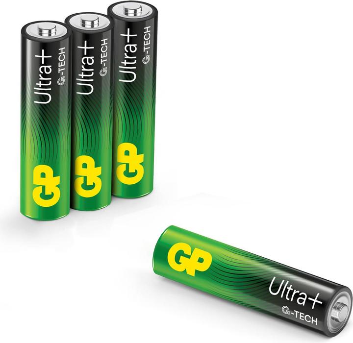 GP Batteries Ultra Plus Alkaline Batterie AAA Micro 1,5V 4er Blister (4 Stk., AAA)
