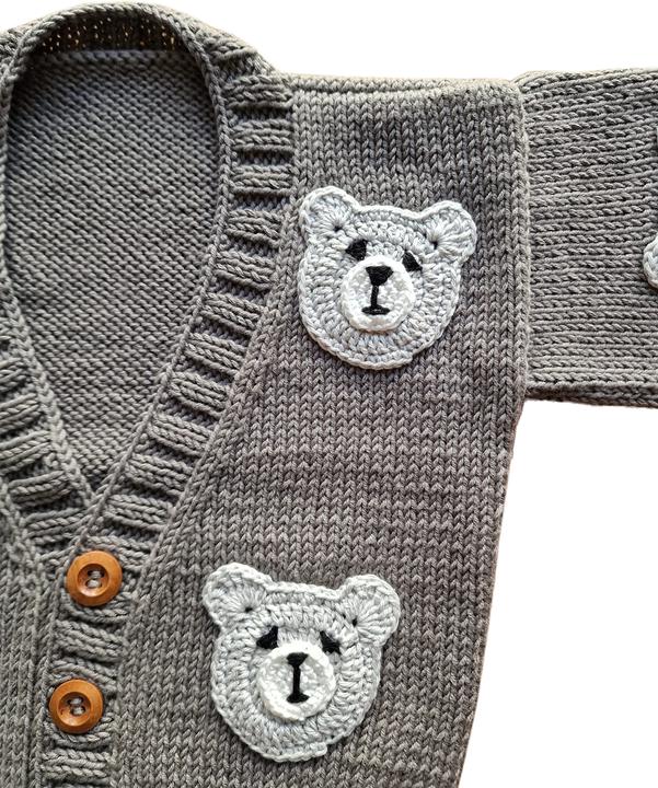 Produktbild Zemabell Premium Strickjacke "Ted" mit Bären-Stickerei (74, 80)