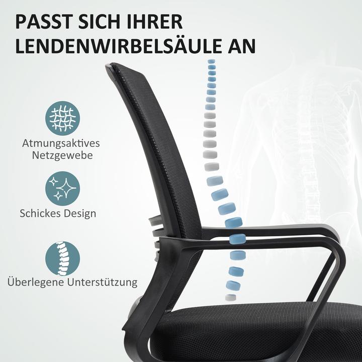 Produktbild Homcom Bürostuhl Netzstoff, Kunststoff Schwarz