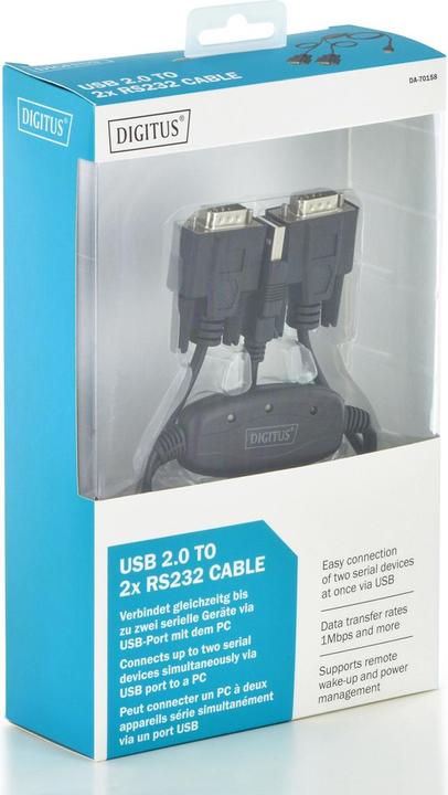 Produktbild Digitus USB 2.0 zu 2x RS232-Kabel (1.20 m)
