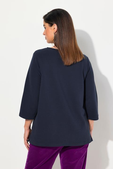 Produktbild Ulla Popken Sweatshirt, Querrippen, Rundhals, 3/4-Arm (42, 44)