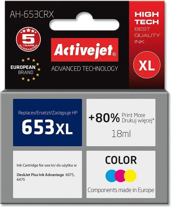 Activejet AH-653CRX Tintenpatrone (Ersatz für HP 652 F6V24AE Prämie farbe) (M, C, Y)