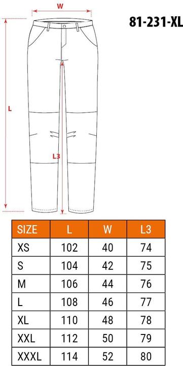 Nutritional values and ingredients Neo Premium work trousers (XL)