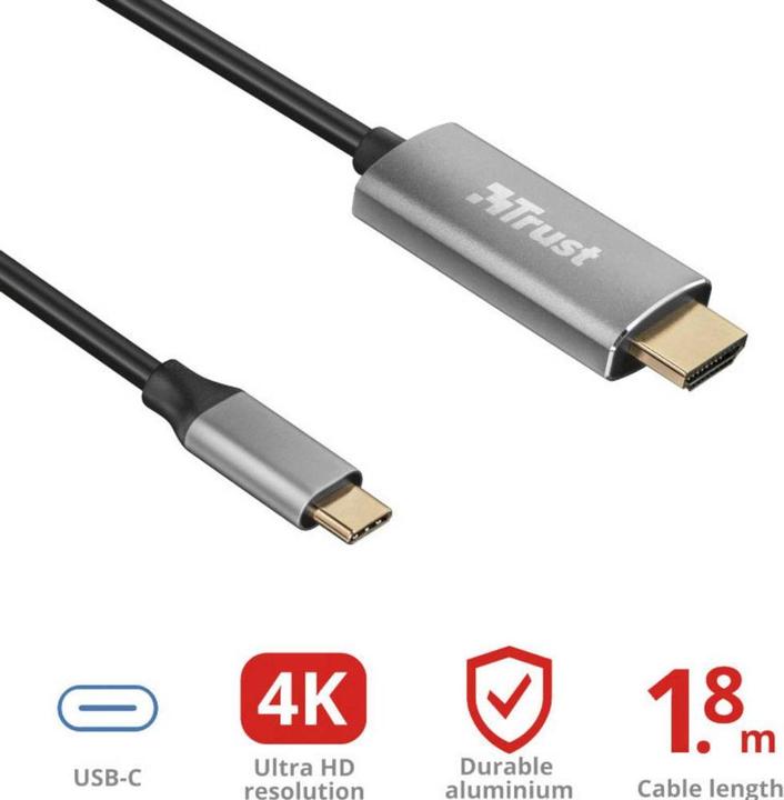 Produktbild Trust USB-C Anschlusskabel (1x USB-C™ Stecker (1.80 m)
