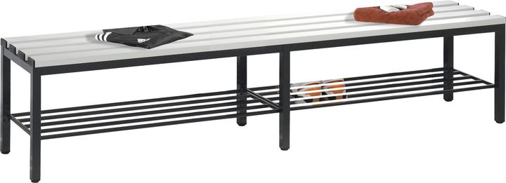 Actual product image C+P BASIC cloakroom bench, without back rest, with shoe rack, plastic, length 1960 (196 cm)