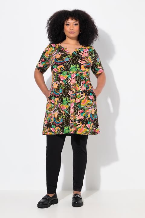 Actual product image Ulla Popken Rainbow Print Short Sleeve Knit Tunic (56)
