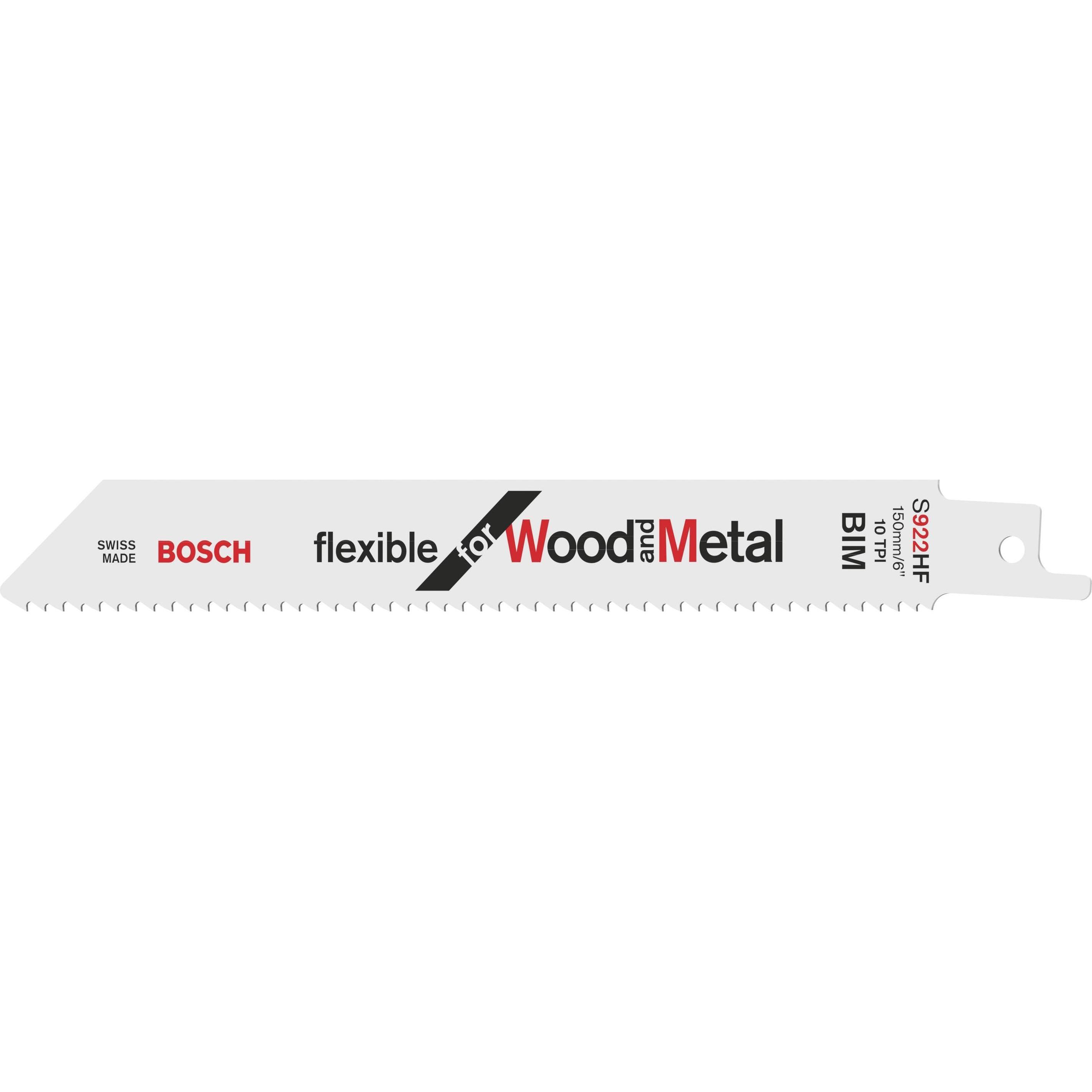 Bosch Professional Zubehör, Sägeblatt, Säbelsägeblatt S 922 HF, Flexible for Wood and Metal, 5er-Pack