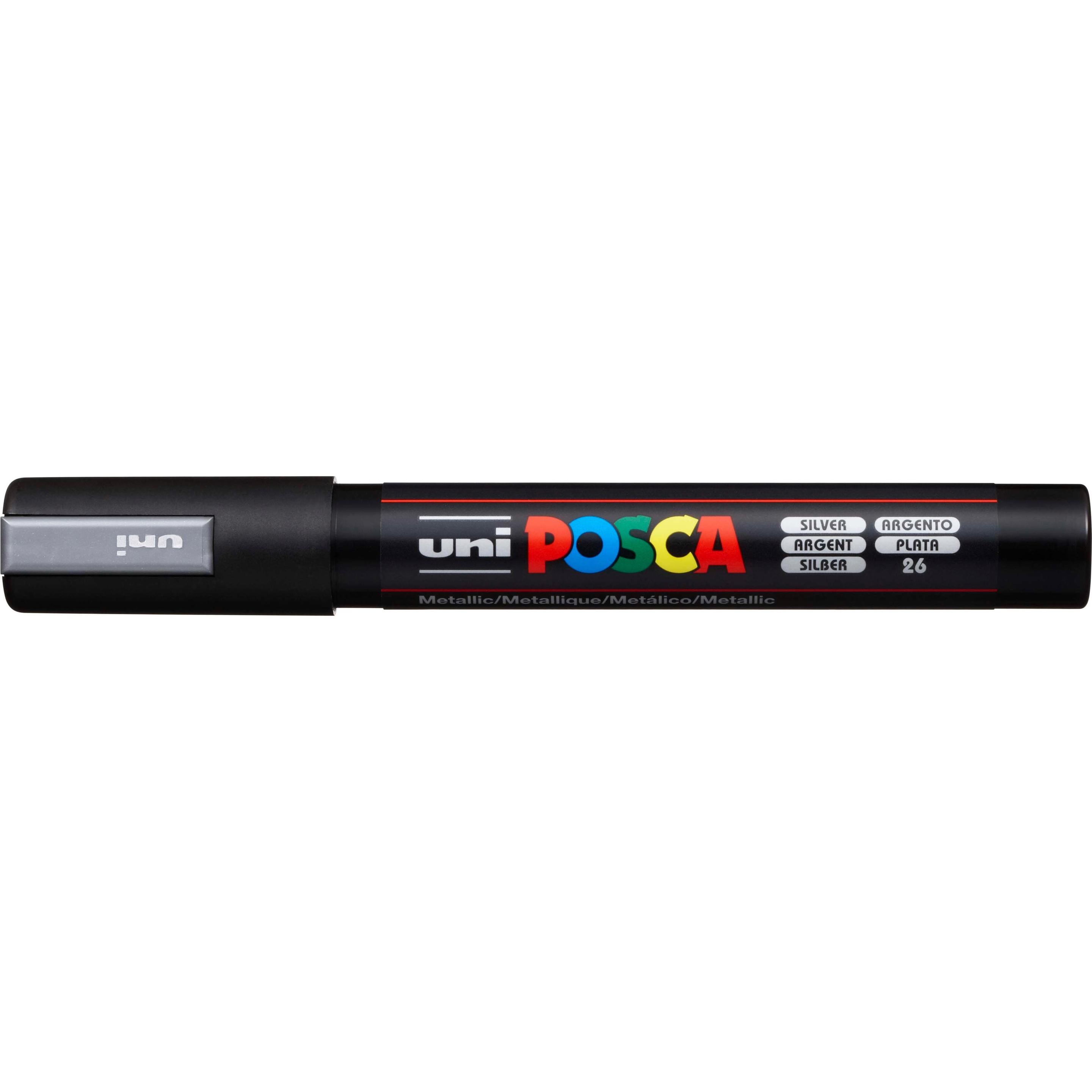 6x Posca, Marker, Marker PC-5M Rundspitze (Silber, 2.50 mm, 1 x)