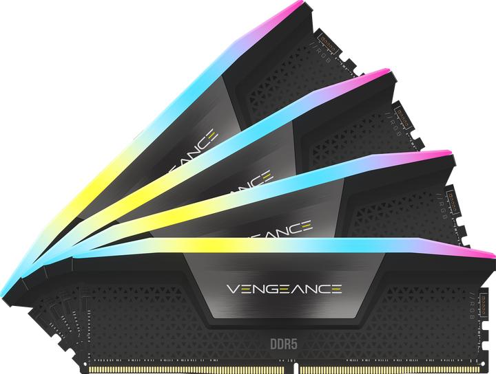 Image du produit Corsair DDR5, 6400MT/s 96Go 4x24Go DIMM, Unbuffered, 32-40-40-84, Std PMIC, XMP 3.0, VENGEANCE RGB DDR5 Blac (4 x 24 Go, 6400 MHz, RAM DDR5, DIMM)
