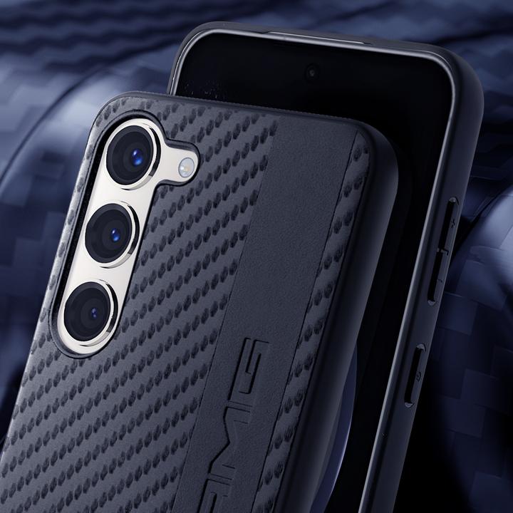 Immagine prodotto Mercedes AMG AMHCS23SBLSCA S23 S911 custodia rigida nera in carbonio con strisce e rilievo (Samsung Galaxy S23)