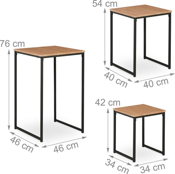 Actual product image Relaxdays Noah (54 x 40 x 40 cm, 46 x 46 x 76 cm, 42 x 34 x 34 cm)