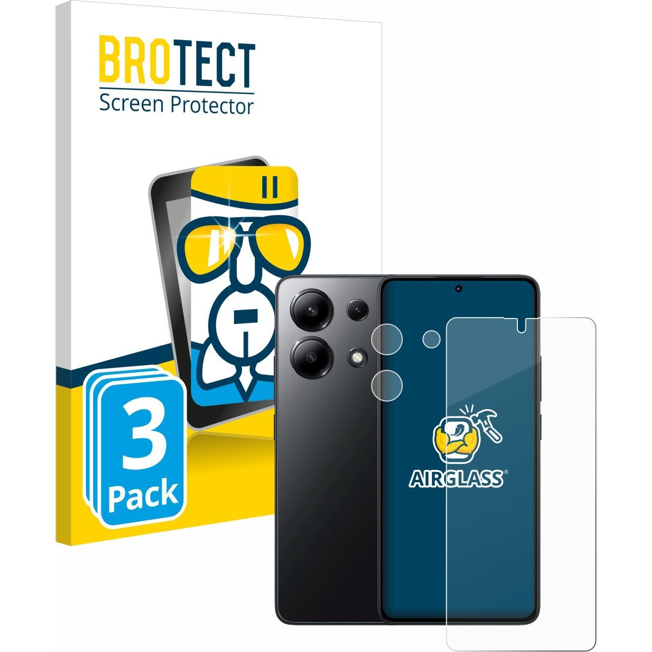 Thumbnail - BROTECT AirGlass Panzerglasfolie (3 Stück, Xiaomi Redmi Note 13 4G), Smartphone Schutzfolie, Transparent