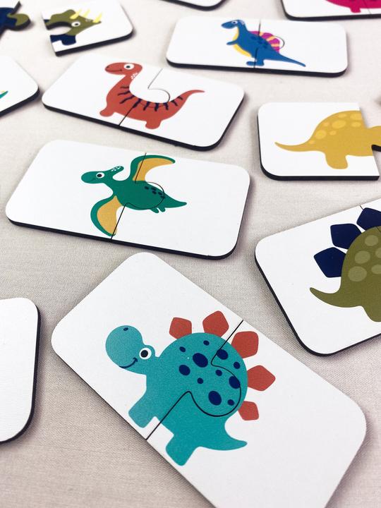 Immagine prodotto Activity Board Puzzle di dinosauri in legno da 2 pezzi, materiale educativo, schede prescolari per la scuola (24 pezzi)