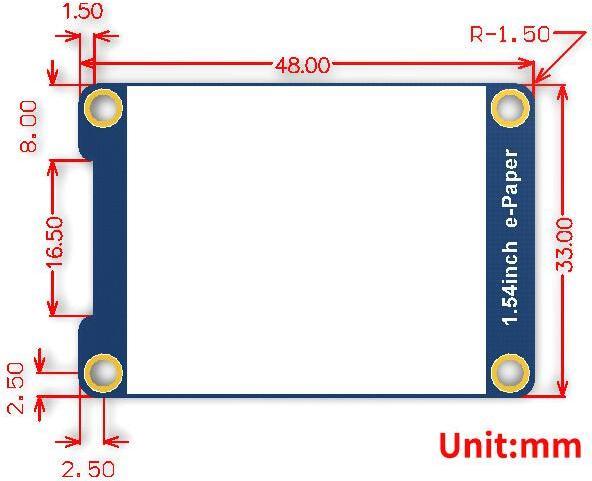 Actual product image WaveShare 1.54 200×200 ePaper Display Modul mit SPI Interface, dreifarbig (rot, schwarz, weiss)