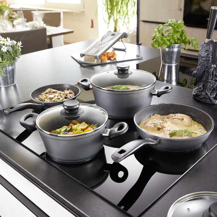 Actual product image Stoneline Cookware set 13 pieces with lids, coated pots, pans Induction suitable (Casserole + Stewpot, Frying pan, Pot, Saucepan, Cast aluminium)