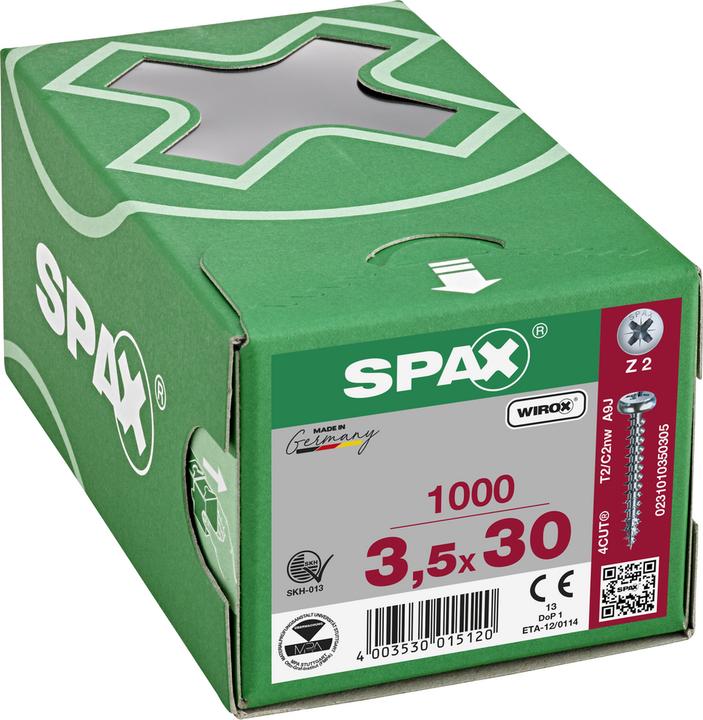 Produktbild Spax Halbrundkopf Kreuzschlitz Z2 Vollgewinde Wirox (1000 Schrauben pro Stück)