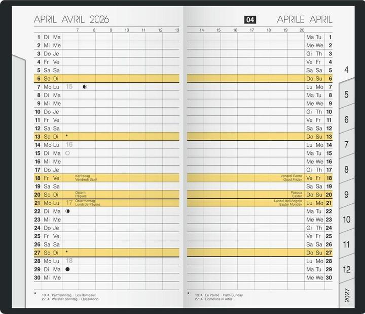 Immagine prodotto Ridoide rido idé Taschenplaner M-Planer 2026, Schwarz (87 x 153 mm, 1 mese / 2 pagine)