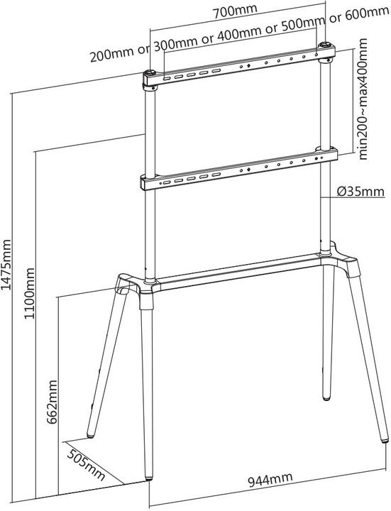 Produktbild Mozi Art Series FS-5 -lattiajalusta 55 - 75"" televisiolle (55" - 75")