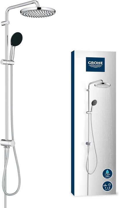 Grohe vitalio start - doucheset zonder kraan, diameter 25 cm, 2 jets, chroom (2 Beam types, 8 l/min)