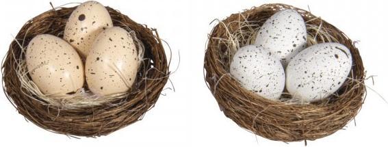 Rayher Decorative bird's nest with 3 eggs, 6.5cm, 2 pieces (2 x)