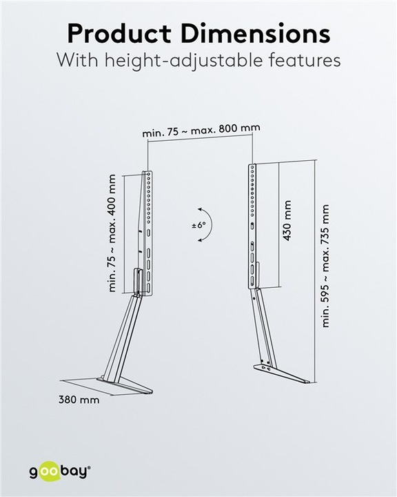 Actual product image Goobay TV stand feet (Universal, 70", 50 kg)