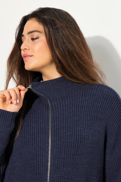 Image du produit Ulla Popken Cardigan long en maille côtelée, coupe oversize et col montant (56)