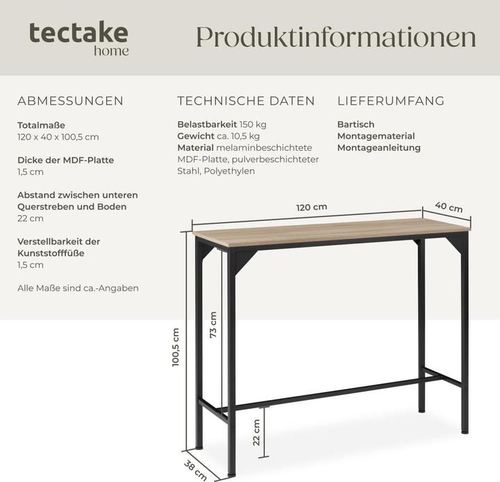 Image du produit tectake Kerry (120 x 40 x 100.5 cm)