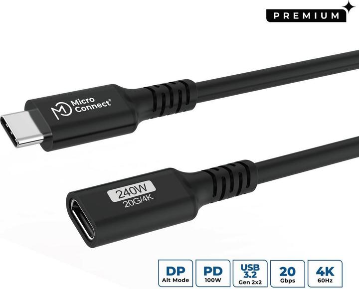 Actual product image MicroConnect Premium USB-C cable Extender (0.15 m, USB 3.2 Gen 2x2, 240 W)