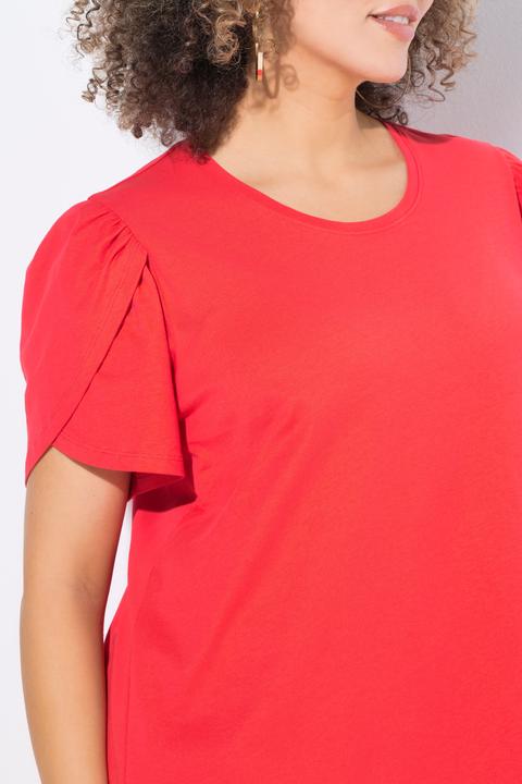 Immagine prodotto Ulla Popken T-shirt dal taglio svasato con effetto a più strati, scollo a girocollo e mezze maniche (50, 52)