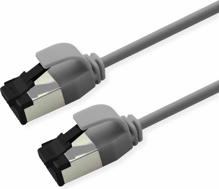 Produktbild Roline U/FTP P-Kabel Kat 8.1, grau, 1.0m PoE, Slim (U/FTP, CAT8.1, 1 m)