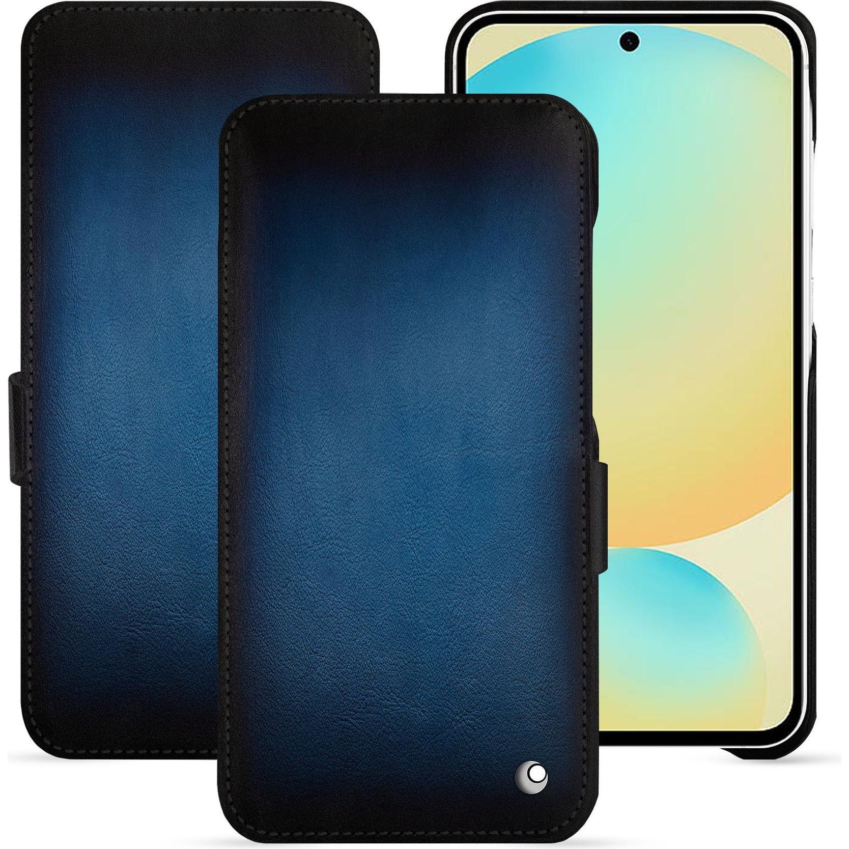 Noreve Lederschutzhülle horizontal (Samsung Galaxy S24 FE), Smartphone Hülle, Blau