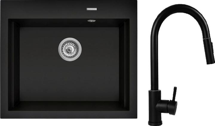 Pyramis Zestaw - Zlewozmywak SIROS (57x51 5) 1B + Bateria IDEA Black Edition - 070169002BE - Volcano (51.50 cm, 57 cm)