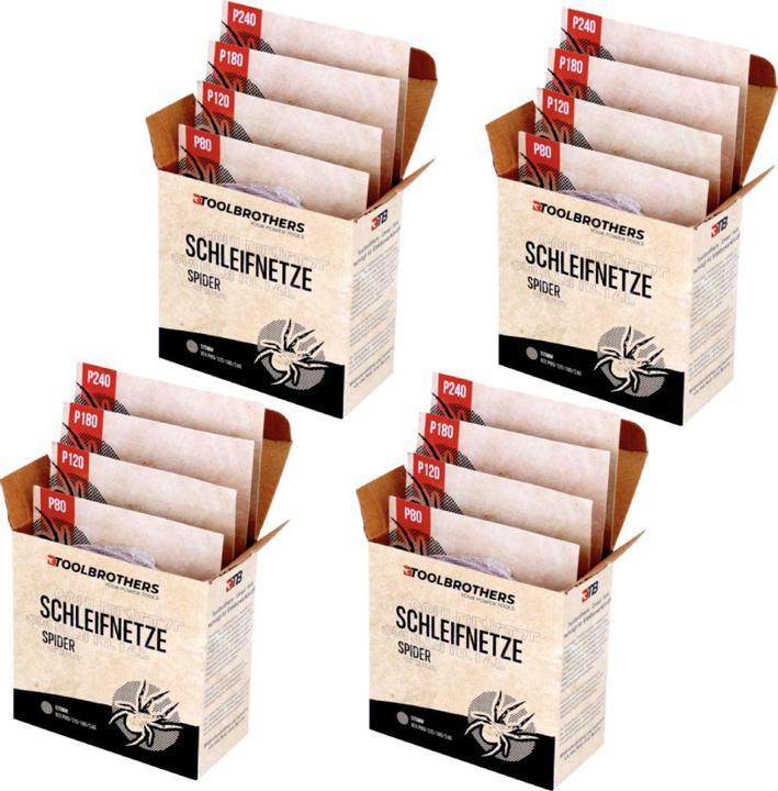 Produktbild Tool Brothers Toolbrothers SPIDER Schleifset Netzschleifmittel 4 Packungen 160x Schleifnetze 125mm Klett je 40x P (P120, P180, P240, P80)