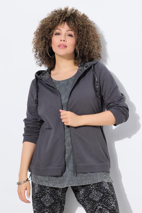 Produktbild Ulla Popken Sweatjacke, Kapuzenfutter mit Schlangenmuster (62)