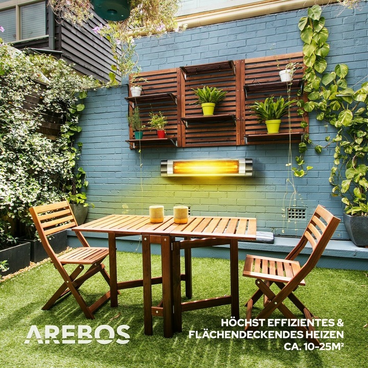 Immagine prodotto Arebos Riscaldatore radiante a infrarossi 2500W - Argento (2500 W)