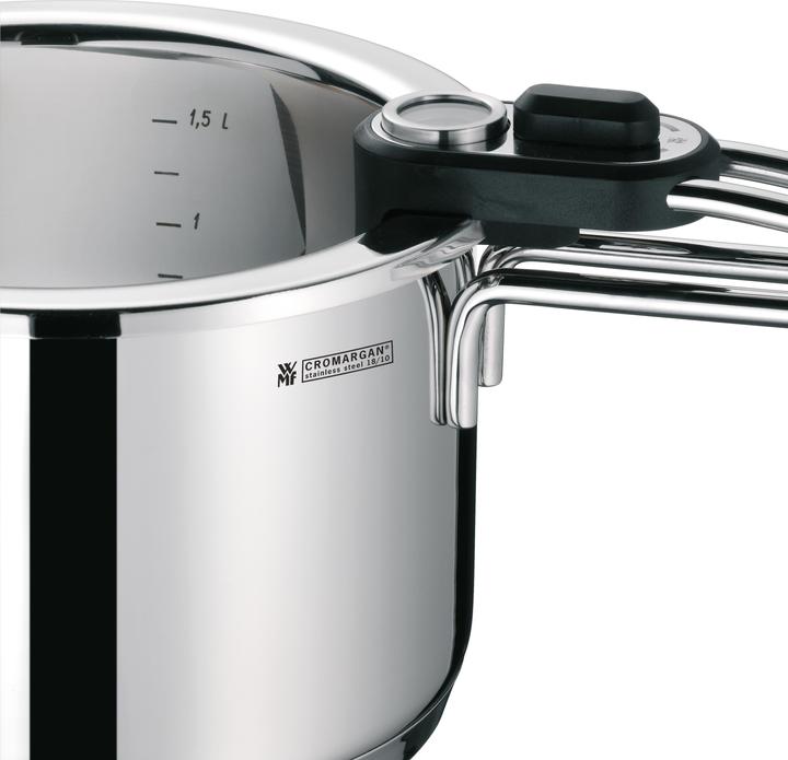 Actual product image WMF Kochtopf Simmertopf 18cm mit Temperaturanzeige Topf 1,5l Edelstahl Induktion (18 cm, Pot, Stainless steel)