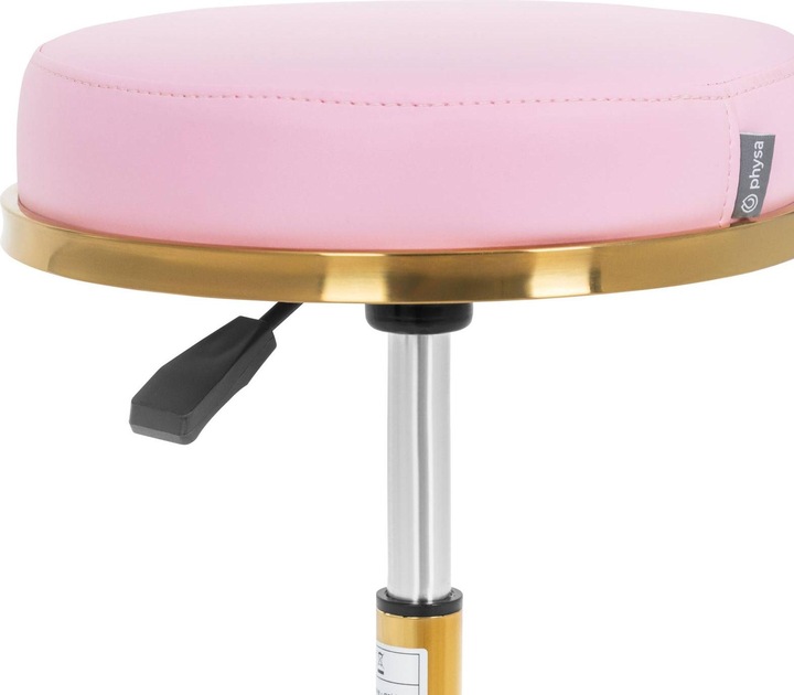 Produktbild Physa Rollhocker höhenverstellbar 150 kg Zartrosa / Gold Arbeitshocker mit Rollen