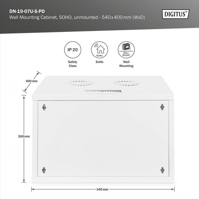 Image du produit Digitus Enceinte murale Soho (7 HE, Rack 19 pouces)