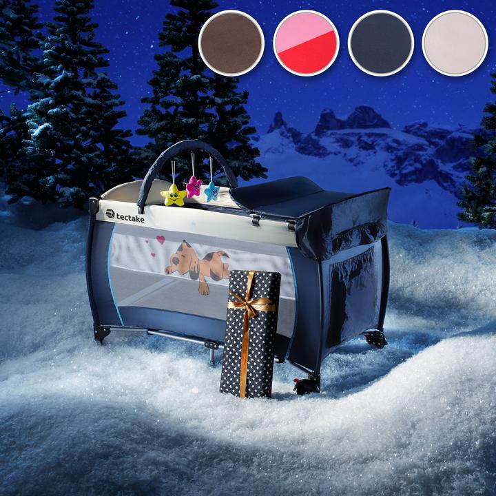 Produktbild tectake Kinderreisebett Hund mit Wickelauflage und Transporttasche (60 x 120 cm)