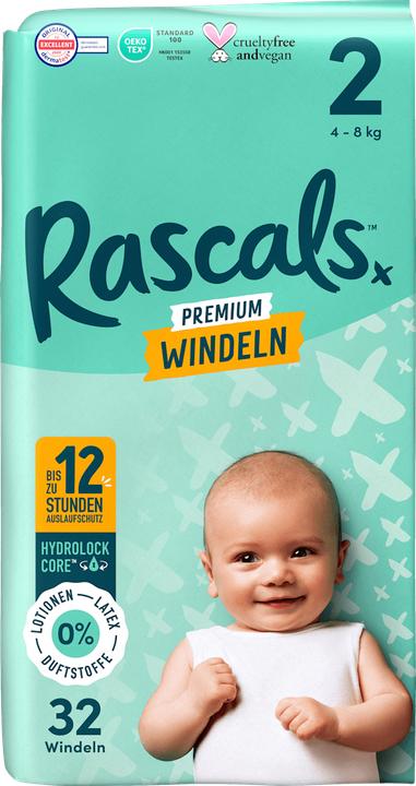 Rascals Windeln Premium Gr. 2 (4-8 kg), 32 St (Dimensione 2, 32 pz.)